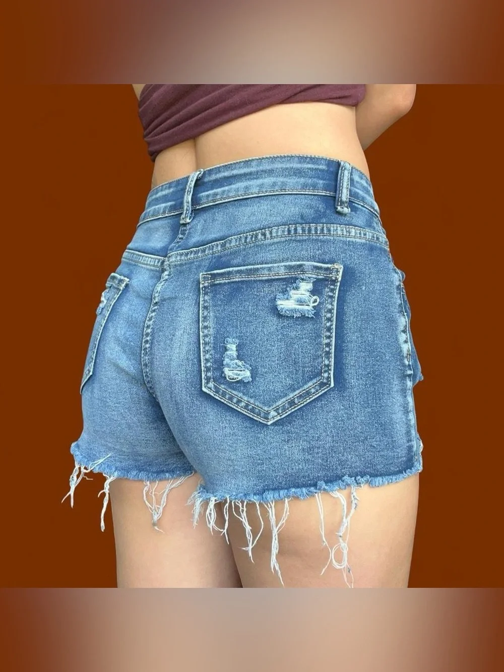 Women’s Shein High-Rise Distressed Denim Shorts - Blue